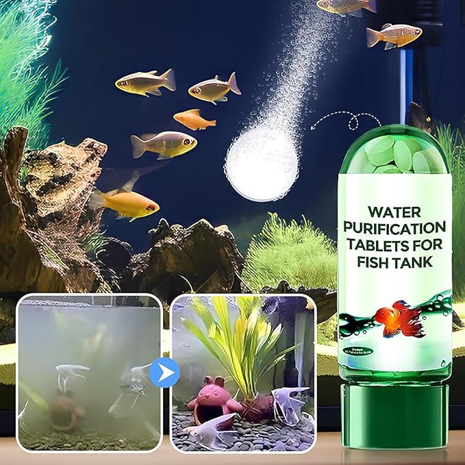 Powerful Aquarium Water Purification Tablet for Fish Tank,2025 Water Purifying Tablets for Fish Tank 35 Pack (2PCS)