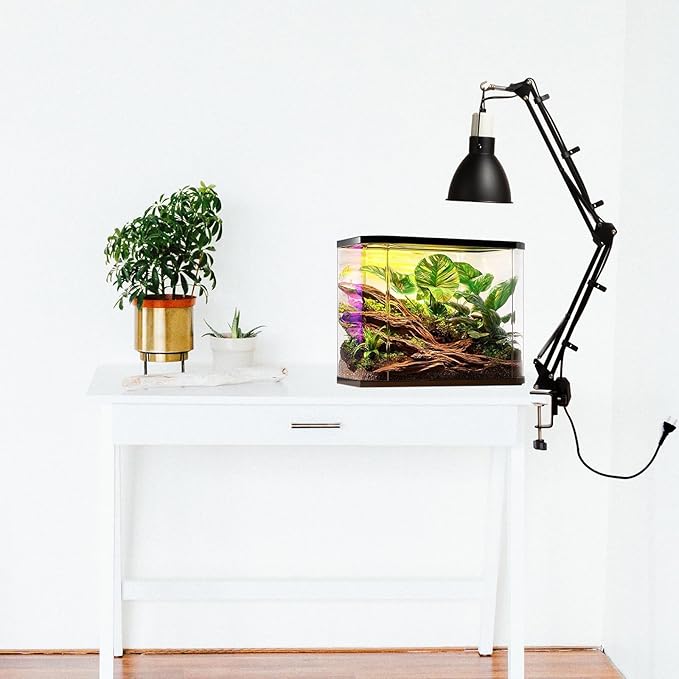 Reptile Lamp Stand for Glass Container Metal Lighting Lamp Holder, Heating Table Lamp Stand for Reptiles (Table Clamp Stand)