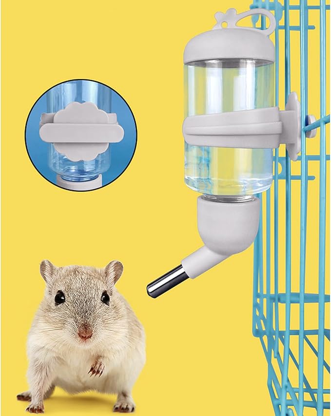 125ml Guinea Pig Water Bottle/Feeder for Hamsters/Hedgehogs/Gliders/Rabbit/mouses/Other Small Pets and Animals,Suitable for Cages, Boxes or Wall-Mounted (Grey, 125ml)