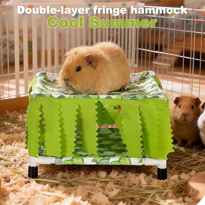 Guinea Pig Hideout with Curtain,Machine Washable Guinea Pig Hide Tent Houses & Habitats,Ideal Hides for Small Pets, Can be Assembled into Other Shapes,for Bunny Hedgehog(Green)