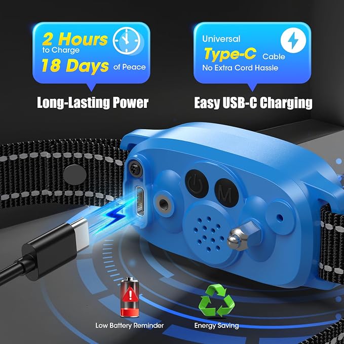 Smart AI Bark Collar for Large Medium Small Dogs, Anti Barking Device with 5 Training Modes, Exclusive Forced Bark-Stopping, Rechargeable IP67 Waterproof Bark Collar with 5 Sensitivity (Blue)