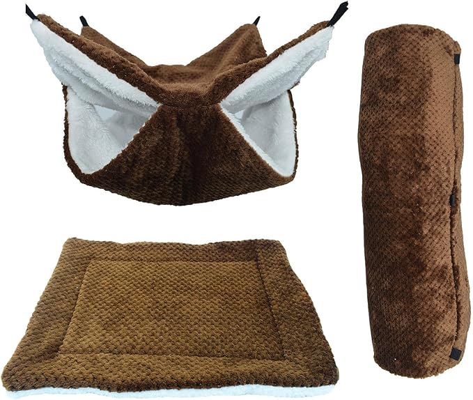 Ferret Hammock | Warm Plush Nest Cave - Pet Hammock | for Sugar Glider, Ferret, Hamster, Sleeping, Resting, Hiding, Playing, Climbing, Winter