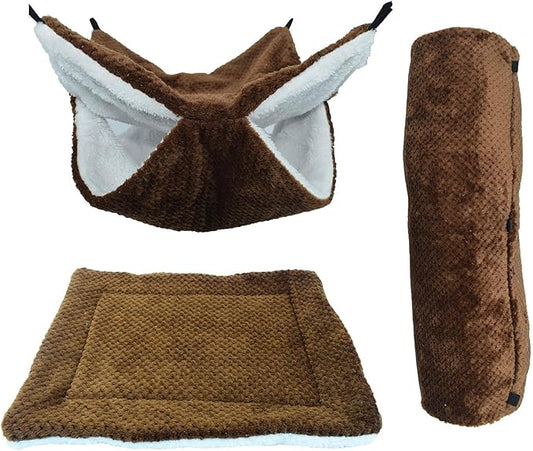 Ferret Hammock | Warm Plush Nest Cave - Pet Hammock | for Sugar Glider, Ferret, Hamster, Sleeping, Resting, Hiding, Playing, Climbing, Winter