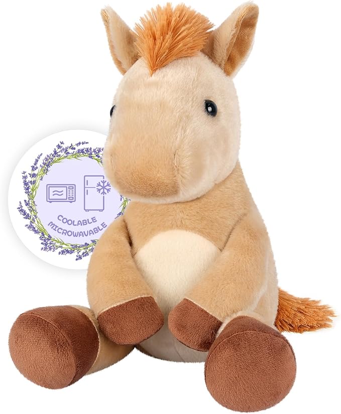 SuzziPals Heatable & Coolable Horses Stuffed Animals, Microwave Heating Pad, Horses Plush for Companion, Cute Plushies Horse Lavender Stuff, Horse Toys Gifts