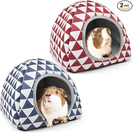 2 Pack Guinea Pig Hideout Bed Washable Guinea Pig Cage Accessories Cozy House Habitat Hide-Out for Chinchilla Hedgehog Small Animal Supplies