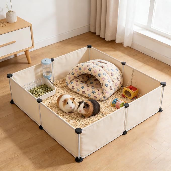 YUEPET Guinea Pig Bed Cuddle Cave Warm Fleece Cozy House Bedding Sleeping Cushion Cage Nest for Small Animal Squirrel Chinchilla Hedgehog Cage Accessories(Brown Star