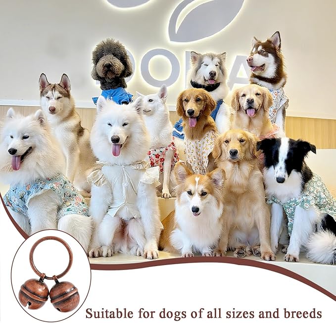 Copper Dog Bells for Collars with Quick-Release Clasp - Audible Safety Trackers for Medium to Large Dogs, Outdoor Collar Accessories(Copper)