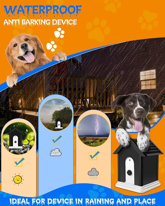 Anti Bark Device for Dogs, 3-Speed Adjustable, Suitable for Most Dogs from 6 Months to 8 Years Old, Waterproof and Durable for Outdoor Use