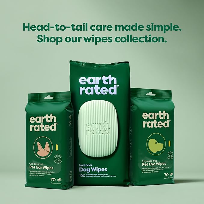 Earth Rated Vet-Developed Dog Eye Wipes, Hypoallergenic Pet Wipes for Dogs & Cats to Remove Dirt & Discharge, Fragrance Free, 70 Count