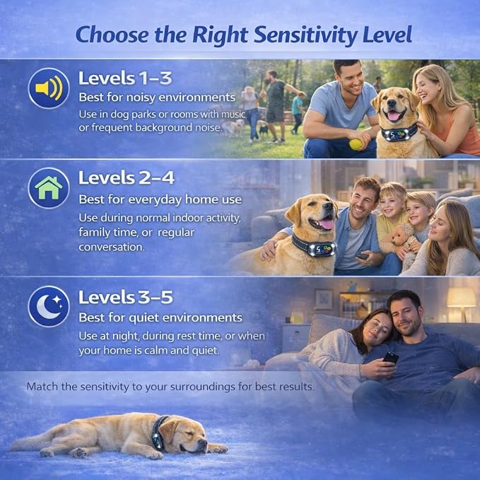Bark Collar for Dogs, No Bark Dog Collar for Small Medium Large Dogs, Automatic Anti Barking Device, Rechargeable IP67 Waterproof, 5 Sensitivity Levels, LED Light, Dog Bark Collar with Beep Vibration