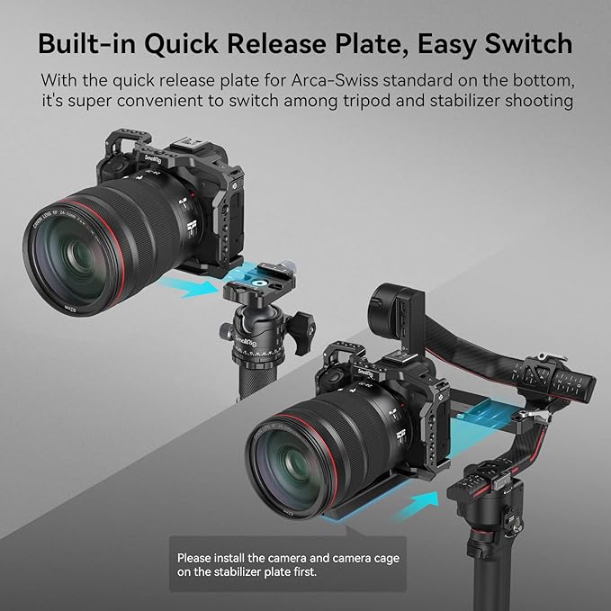 SmallRig R50 Cage for Canon R50 Camera, Aluminum Alloy with Quick Release Plate for Arca Stand, Cold Shoe, NATO Rail and Threaded Holes - 4214