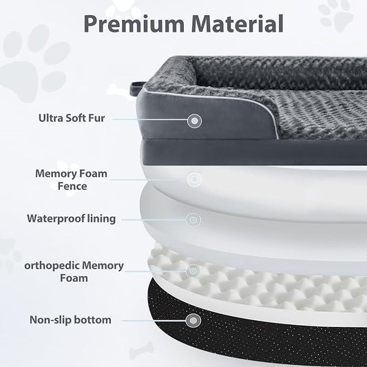 WNPETHOME Human Dog Bed for People Adults, Washable Faux Fur Nap Bed Adult Oval for People, Calming Human Size Giant Dog Bed Fits Pet Families with Storage Pocket Grey