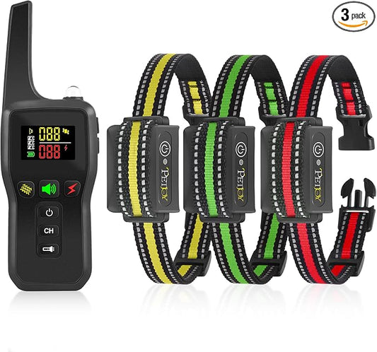 PetJoy Automatic Bark Collar for Dogs - Shock Collar with Remote and Auto Modes, Bark Training Combo - Level 1-5, 3300 Ft Range