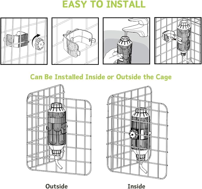 Pet Water Bottle[S24, 24oz], Hanging Dog Water Dispenser Kennel Plastic Drinker Kettle Feeder BPA Free Cage Crate Hutch Puppy Cat Rabbit (Guniea Pigs-Small Bunnies-Chinchillas)