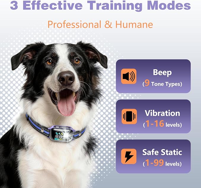 2-in-1 Dog Shock & Bark Collar Combo - New Updated Smart Auto Bark Collar & 3300Ft Remote Training Collar with 3 Training Modes for 7-120lbs Small Medium Large Dogs, Flashlight, Security Lock