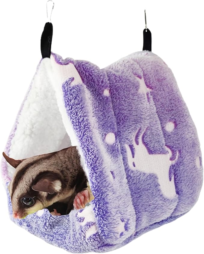 Cotton Guinea Pig Rat Hammock, Colorful Hamster Hanging Nest Warm Hideout Cage for Small Animals Sugar Glider Parrot Ferret (Purple,X-Large)