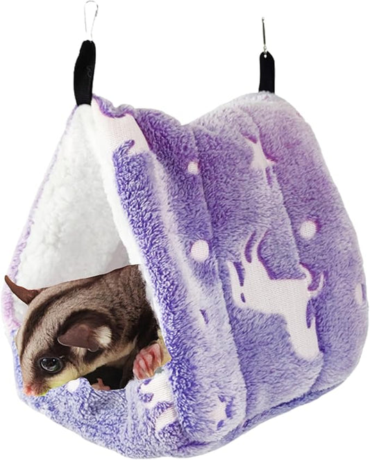 Cotton Guinea Pig Rat Hammock, Colorful Hamster Hanging Nest Warm Hideout Cage for Small Animals Sugar Glider Parrot Ferret (Purple,X-Large)