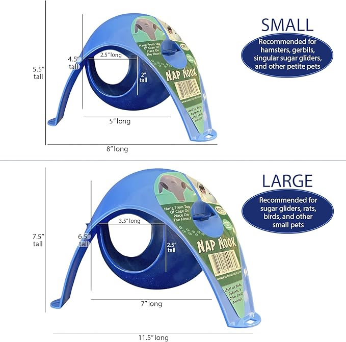 Exotic Nutrition Nap Nook - Unique Nest Pod Cage Accessory Toy - Use Grounded or Hanging - Sugar Gliders, Hamsters, Mice, Rats, Birds, Degus, Chinchillas, & Other Small Pets (Small)