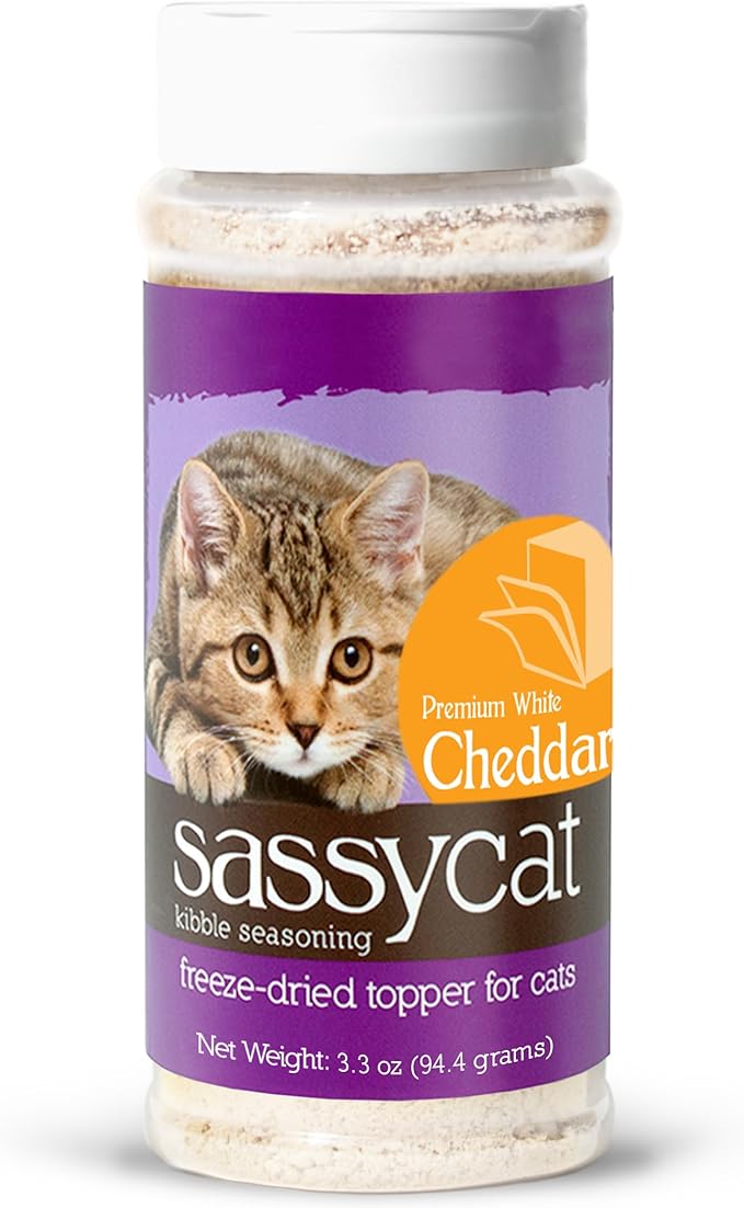 Herbsmith Sassy Cat - Kibble Seasoning - Freeze Dried Food Topper - Premium White Cheddar