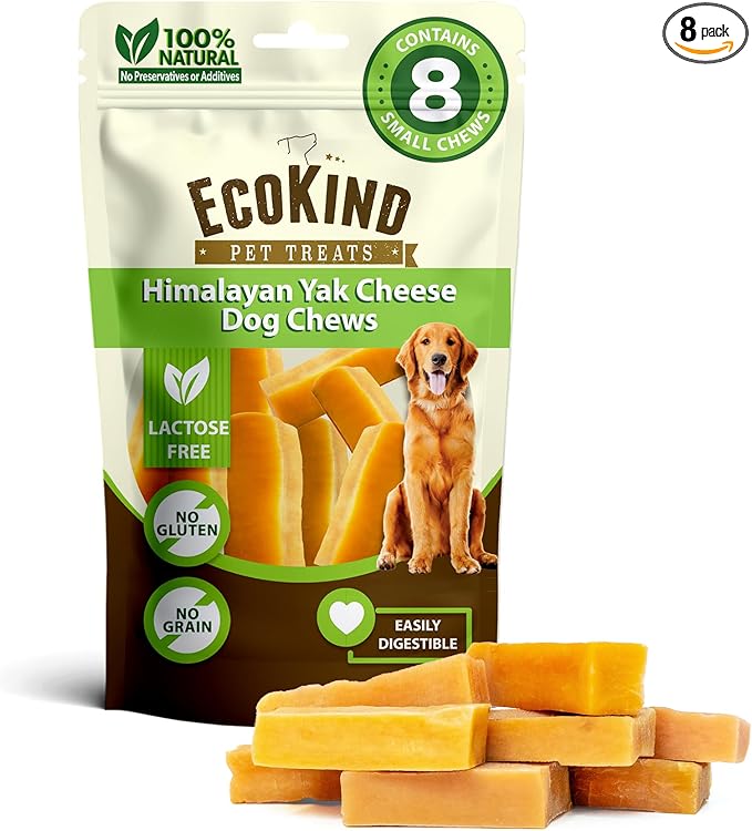 EcoKind Himalayan Yak Cheese Dog Chew | Great for Dogs, Treat for Dogs, Keeps Dog Busy & Enjoying, Indoors & Outdoor Use (8 Small Sticks)