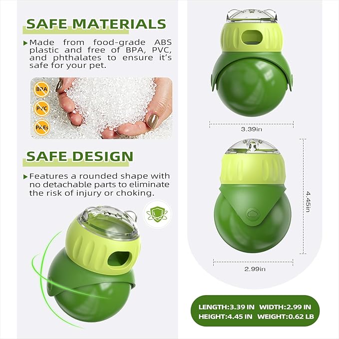 KADTC Wobble Treat Dispenser Ball for Indoor Cat & Mini Dog Enrichment Toy Interactive Slow Feeder, Kitten Stimulating Puzzle Toys