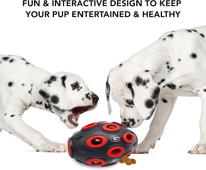 Pets First NCAA Georgia Bulldogs Football Treat Dispensing Toy for Dogs and Cats, Rubber Ball Dog Feeding Toy