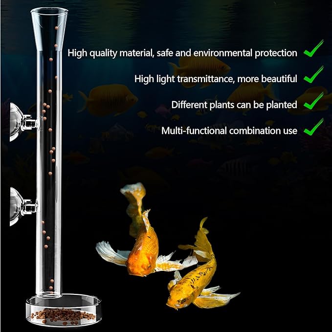 8 Pcs Shrimp Feeding Tube and Dish Fish Feeder Tube Tray for Plant Holder for Aquarium Fiberglass Fish Tank Feeding Tray (10inch)