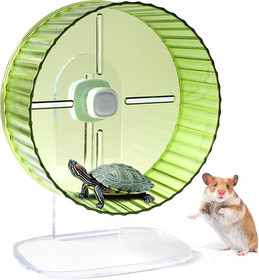 Silent Hamster Wheel 8.3inch Adjustable Height Turtle Wheel Turtle Tank Accessories Dwarf Hamster Quiet Wheel, Hedgehog Wheel, Gerbil Wheel, Small Pet Exercise Wheels (Green)