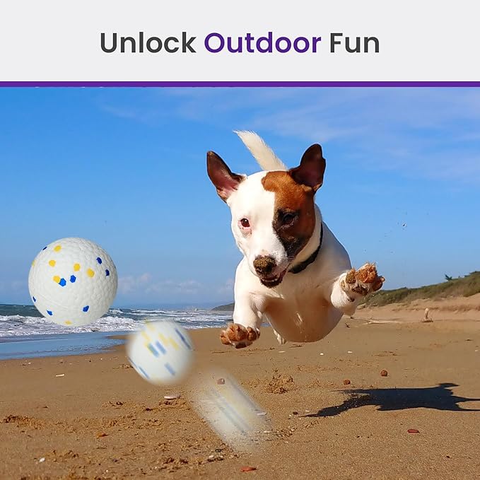 Dog Tennis Balls, 4 Pack 3" Indestructible Dog Toys for Aggressive Chewers, Outdoor Jolly Bouncy Balls, Durable Interactive Floating Dog Fetch Toy, Puppy Chew Toy for Teething, Blue White