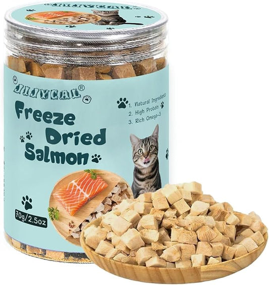 Freeze-Dried Salmon Treats for Cats & Dogs – 100% Wild Caught, Single Ingredient, High-Protein, No Additives or Preservatives – Nutrient-Rich, Grain-Free Healthy Snack-2.8Oz