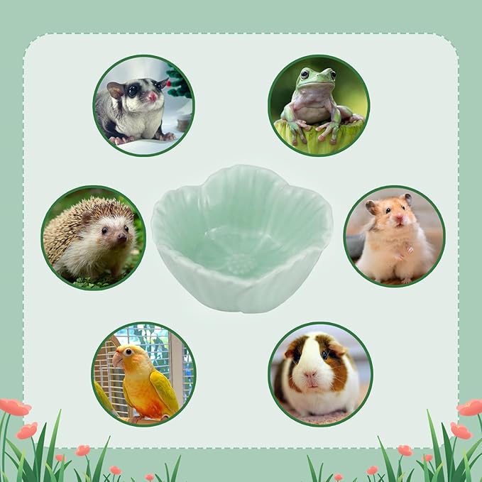 Small Ceramic Pet Hamster Bowl, Easy to Clean Anti Flipping Hamsters Food and Water Bowl, Small Animal Bowls for Dwarf Hamster, Parrots (Blue, s)