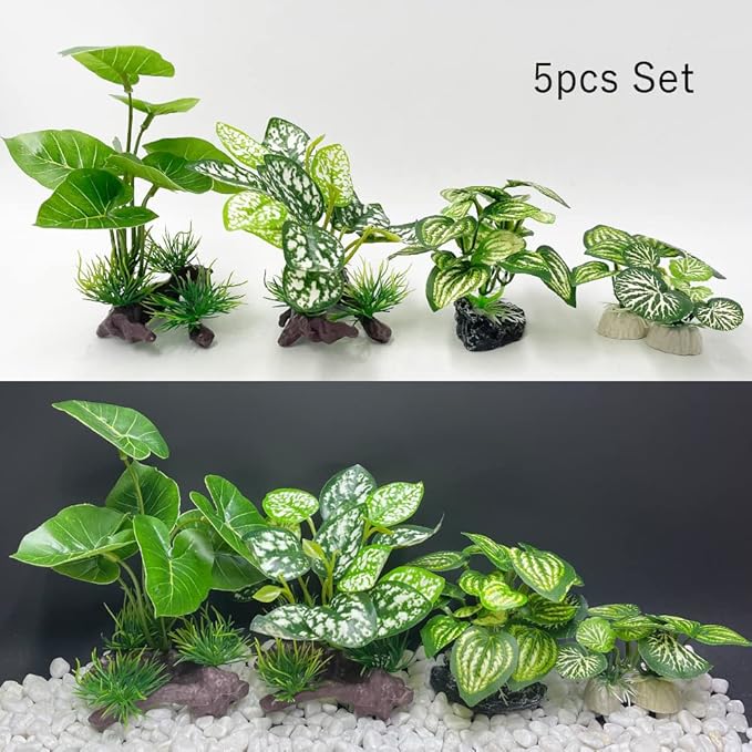 Fish Tank Decorations Aquarium Decoration Ornaments Accessories Betta Fish Hides Cave Rest Soft Leaf (Mix-Leaf-Set-C)