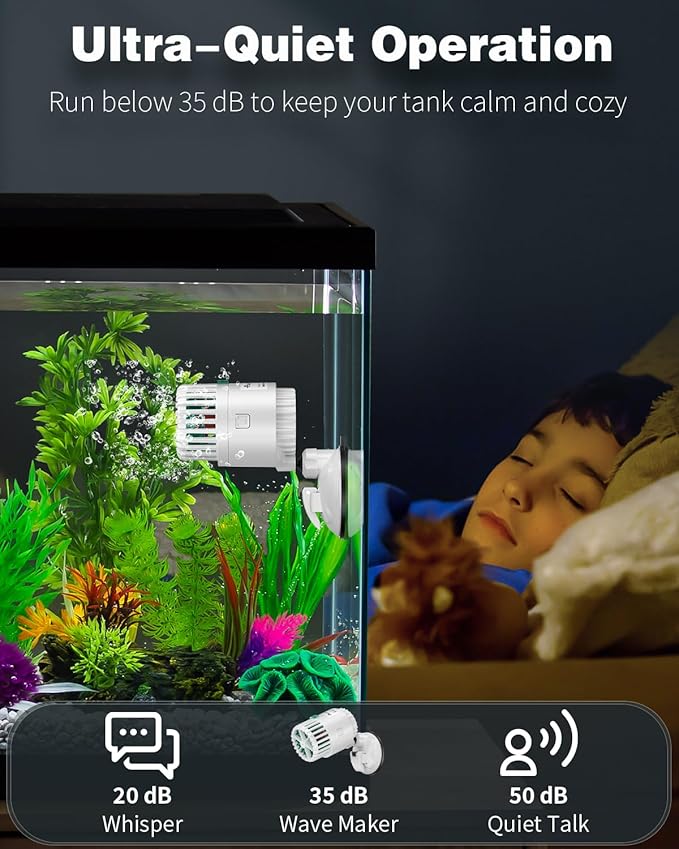Pawfly Wave Maker for Aquarium, 1300 GPH Aquarium Powerhead, Quiet Submersible Wavemaker for 25-100 Gallon Fish Tanks, Water Circulation Pump with Strong Suction Cup Base