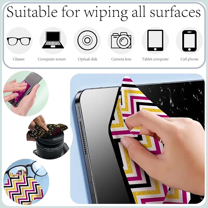 CREATCABIN 6Pcs Glasses Cleaning Cloth Microfiber Cleaning Cloths Pink Black Glasses Cleaner Wipes Soft Microfiber Reusable for Eyeglasses Camera Lens Laptops Screens Phone 6 x 6 Inch Graduation