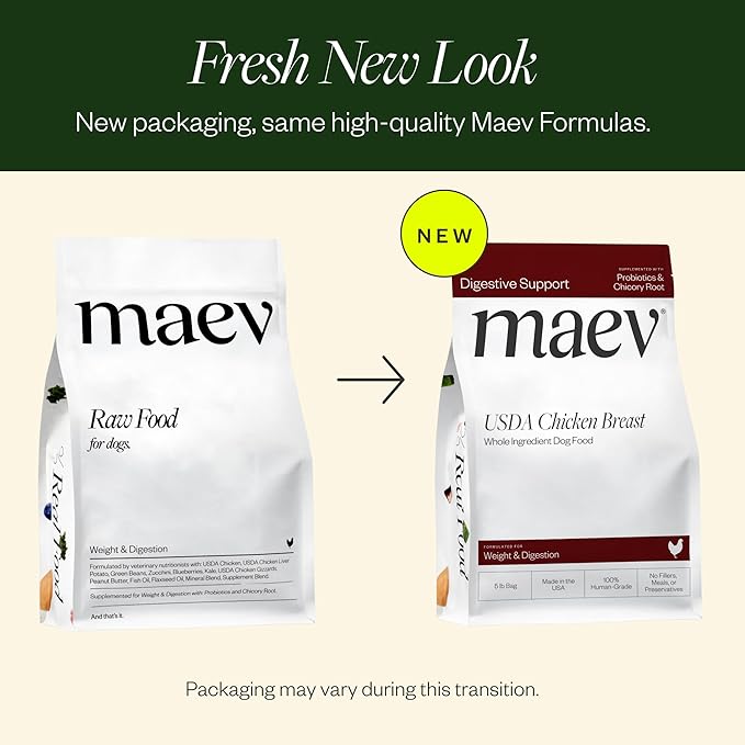 Maev Human-Grade Chicken Dog Food, Weight & Digestion Formula, Whole Ingredient, Gluten-Free, High Protein Puppy & Dog Food, 20 lb