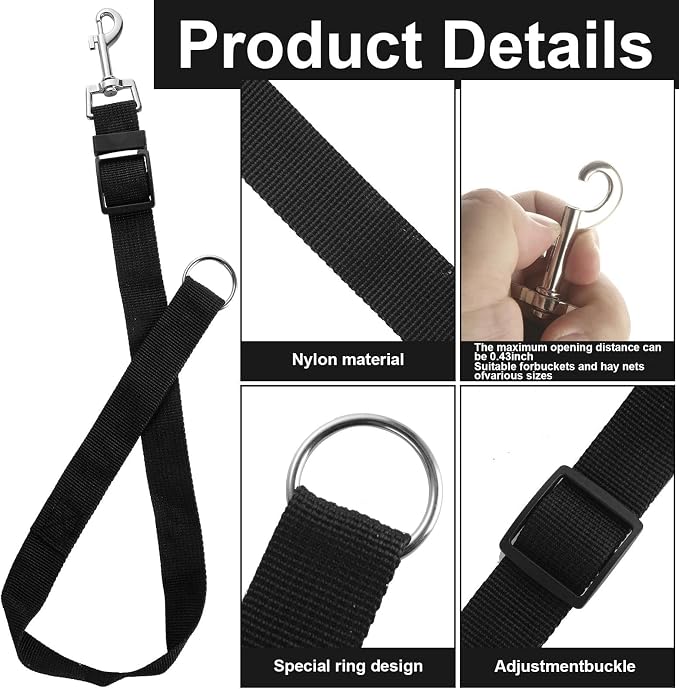STARVAST 10 PCS Horse Bucket Straps, Sturdy Nylon Bucket Straps Adjustable Horse Trailer Ties for Water Bucket Horse, Hay Nets, Water Buckets, Horse Outdoor Feeders