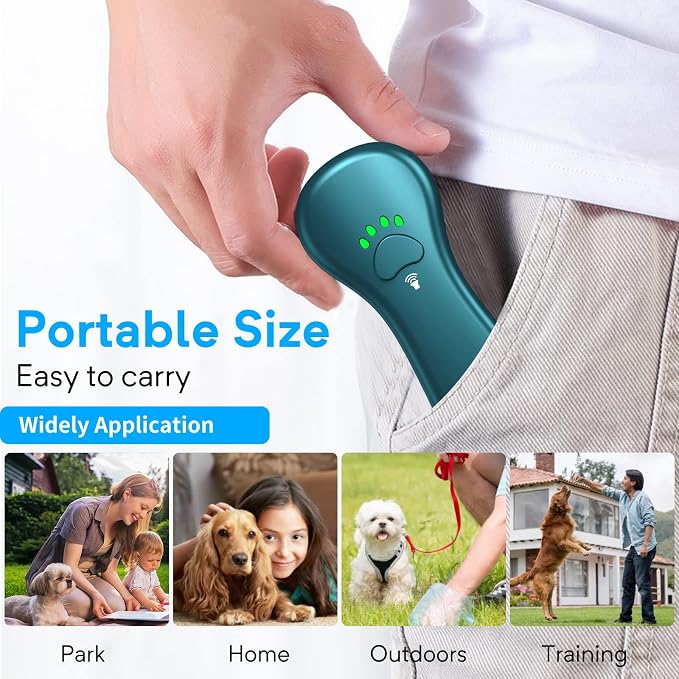 New Anti Barking Device,Dog Barking Control Devices,Rechargeable Ultrasonic Dog Bark Deterrent up to 16.4 Ft Effective Control Range Safe for Human & Dogs Portable Indoor & Outdoor(Green)