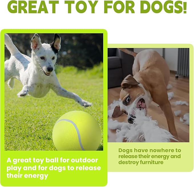 TYLIN Giant 9.5" Dog Tennis Ball - Funny Outdoor Sports Ball Yellow Big Tennis Balls for Birthday Gift ，Pet Toys for Small/Medium/Large Dogs