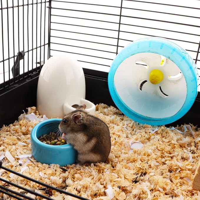 2 Pcs Ceramic Hamster Bowl, Small Animal Food Bowl and Water Dish Feeder for Hedgehog Hamster Guinea Pig Sugar Glider Rat Gerbil Mice Chinchilla (Colors May Vary)