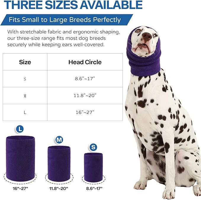 Dog Calming Hoodie and Ear Muffs – Soft Double-Layer Ear and Neck Cover for Anxiety Relief & Noise Protection, Elastic Pet Head Wrap for Grooming, Bath, Drying & Fireworks