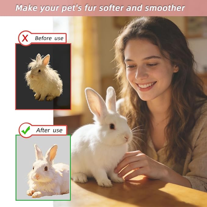 Bunny Brush Grooming Kit – Rabbit Deshedding Comb & Silicone Massage Brush for Shedding, Detangling & Fur Removal – Essential Small Animal Grooming Tools for Rabbits, Cats, Guinea Pigs, Chinchillas