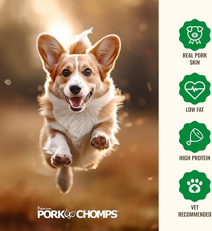 Pork Chomps Baked Pork Skin Dog Chews, 6 Inch Twists, 4 Count - Sweet Potato Wrap - Long-Lasting Treats for Dogs - High Protein, Rawhide-Free, Low Fat, Healthy & Delicious Chews