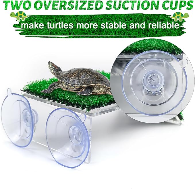 Keedolla Small Turtle Basking Platform Simulation Grass Turtle Ramp, Turtle Resting Basking Dock Floating Décor for Aquatic Turttle Reptile Frog Terrapin