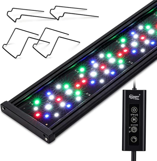 hygger Auto On Off Aquarium LED Light, 4 Mode Lighting Full Spectrum Fish Tank Light 24/7 Timer Colorful Fish/Sun/Nightlight/WRGB Cycle for Freshwater