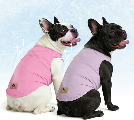 KOOLTAIL Cooling Sunblock Dog Clothes for Medium Dogs, 2 Pack UPF50+ UV & Insect Protection Quick Dry Dog T Shirts for Outdoor, Anti-Hair Loss Breathable Sleeveless Pet Vest Tank Tops, Pink&Purple, M