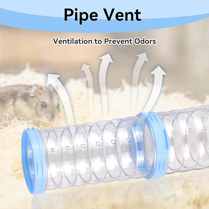 8 Hamster Tube Set, Clear Hamster Tunnel Tube Kit DIY Small Animal Toy Tube Adventure External Accessories Syrian Dwarf Mouse Rat (Blue)