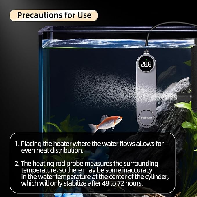 UPETTOOLS Submersible Aquarium Heater with External Control - Ceramic-Metal Fish Tank Heater with Digital Thermostat for 5-25Gallon Small Tanks, Overheat Protection