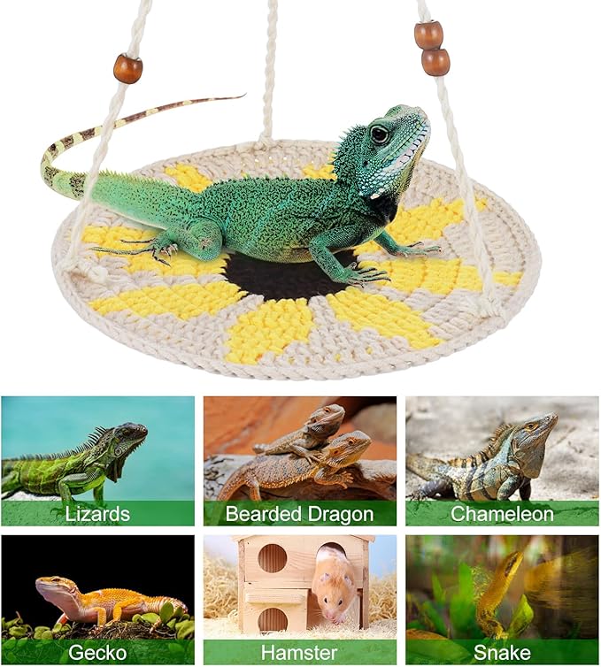 Jspupifip Reptile Hammock,Bearded Dragon Accessories for Habitat Leopard Gecko Tank Accessories Small Lizard Cage Bed Hanging Hammock Pet Platform Carrier for Chameleon Birds Rats Gecko Iguana