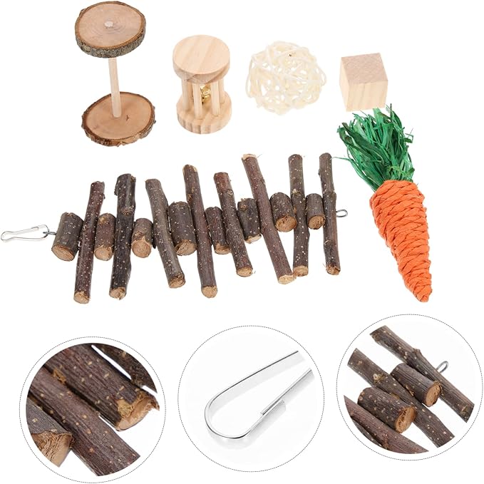 BESPORTBLE 6pcs Pet Chew Toys Set Bunny Hamster and Rabbit Teeth Cleaning Playthings for Molar Health and Chewing Fun for Pet Accessories and Care