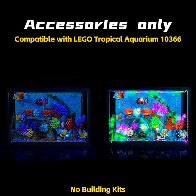 BrickBling LED Light Compatible with Lego Tropical Aquarium 10366, Decoration Lamp Compatible with Lego Tropical Fish Tank- Excluding Model (Colorful Version Light)